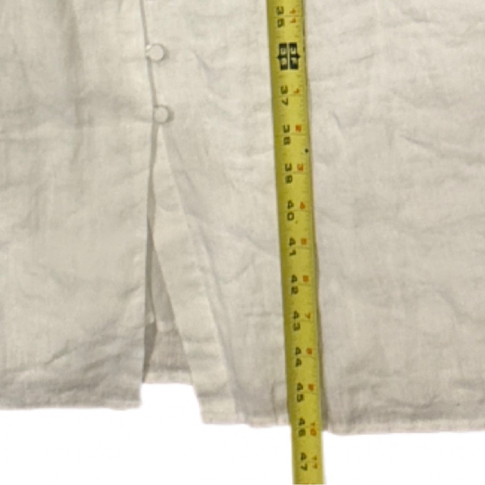 J.Crew White 100% Linen Embroidered Midi Dress Blue Ric Rac Button Front Size 12 - Picture 9 of 11